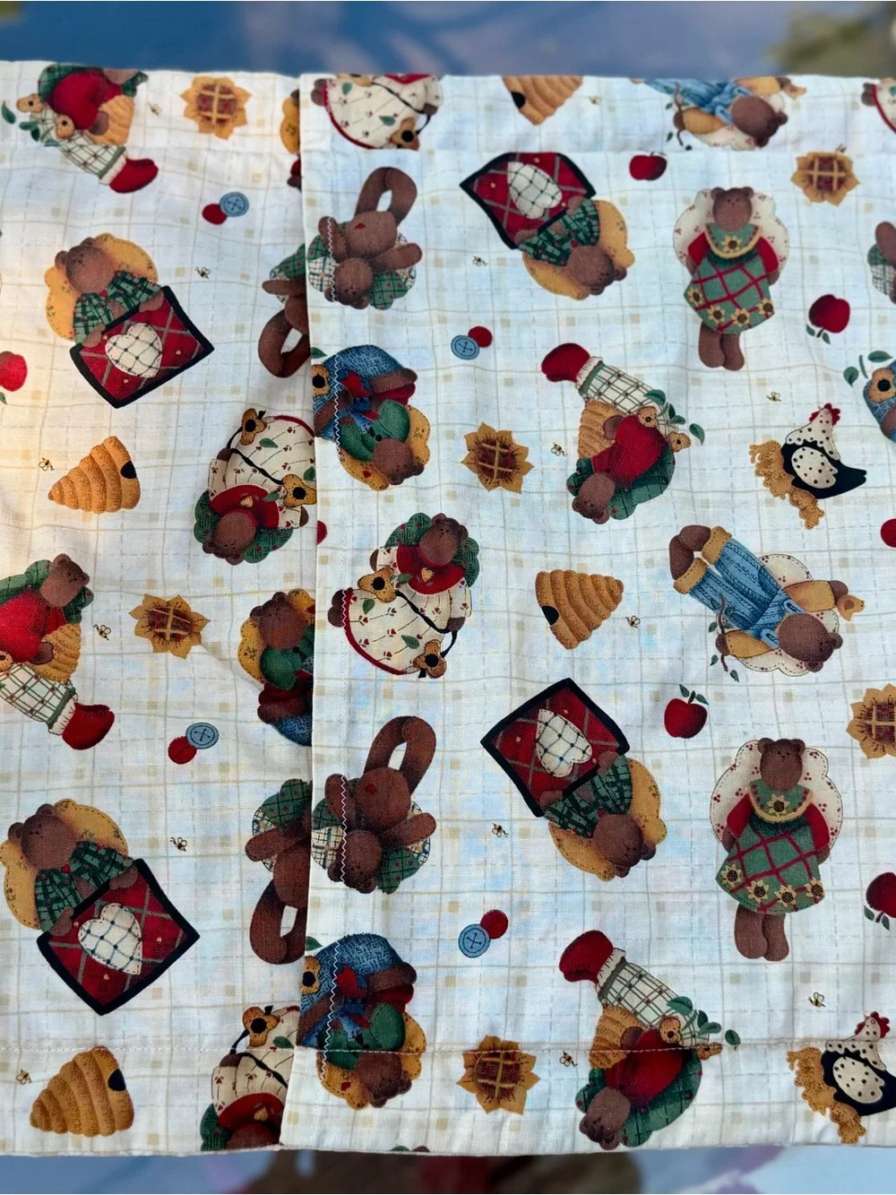 Country Patchwork Doll Quilt Pillow Case- Cream, Red, Blue